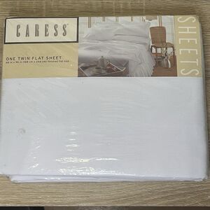 Vintage Caress Twin Flat Sheet NoIron Solid White 50% Cotton 50% Polyester 66x96